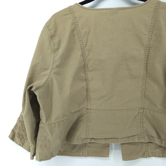 Plus Size Venezia 18/20 Canvas Bolero Embroidered Crop Jacket Blazer 3/4 Sleeve - Picture 12 of 16